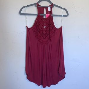 Boutique Maroon Flowy Bohemian tank